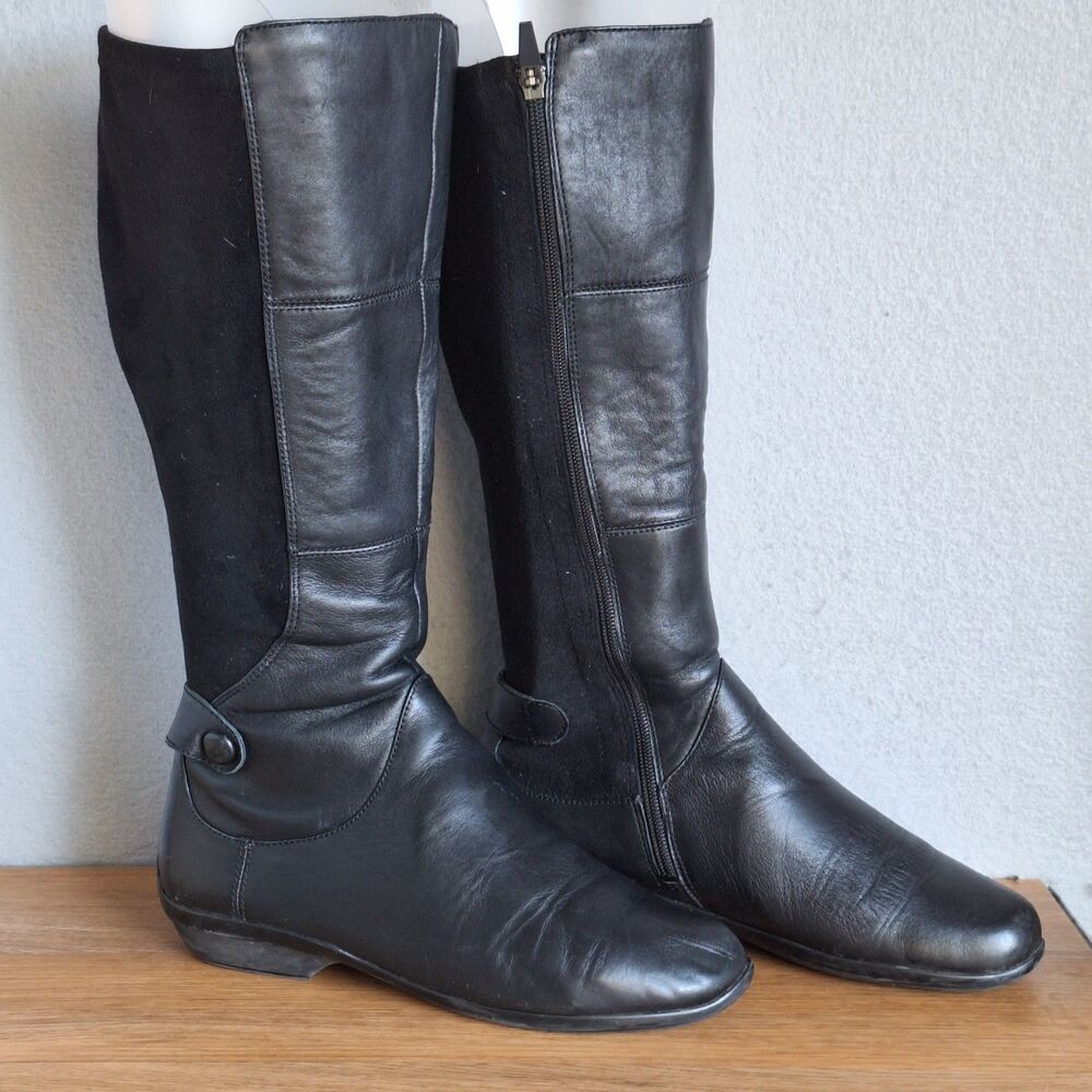 Dansko Odette Tall Leather Riding Boots Women’s 8.5 Black Zip Boots Wide Calf